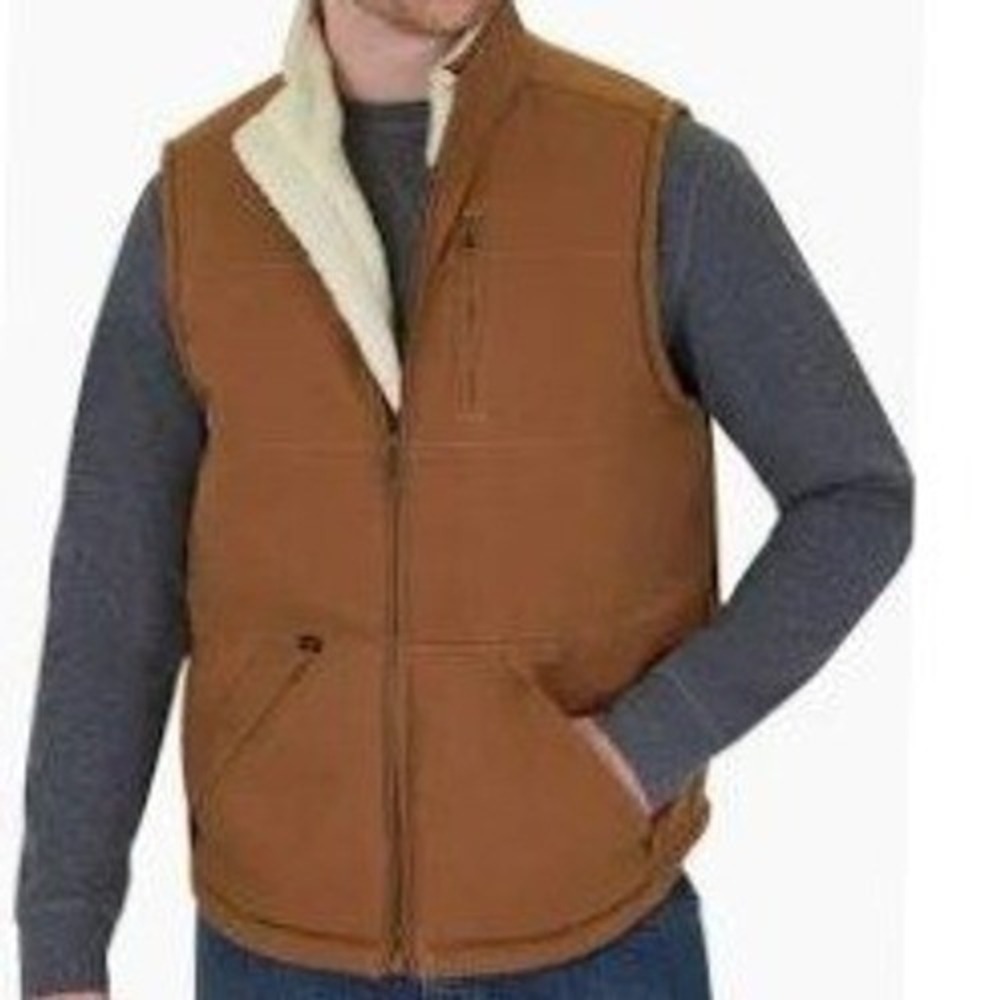 Lee Premium Select‎ Mens XL Brown Sherpa Lined Canvas Workwear Vest